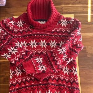 H&M Youth 6-8 Fair Isle 100% Cotton Knit Shawlneck Sweater